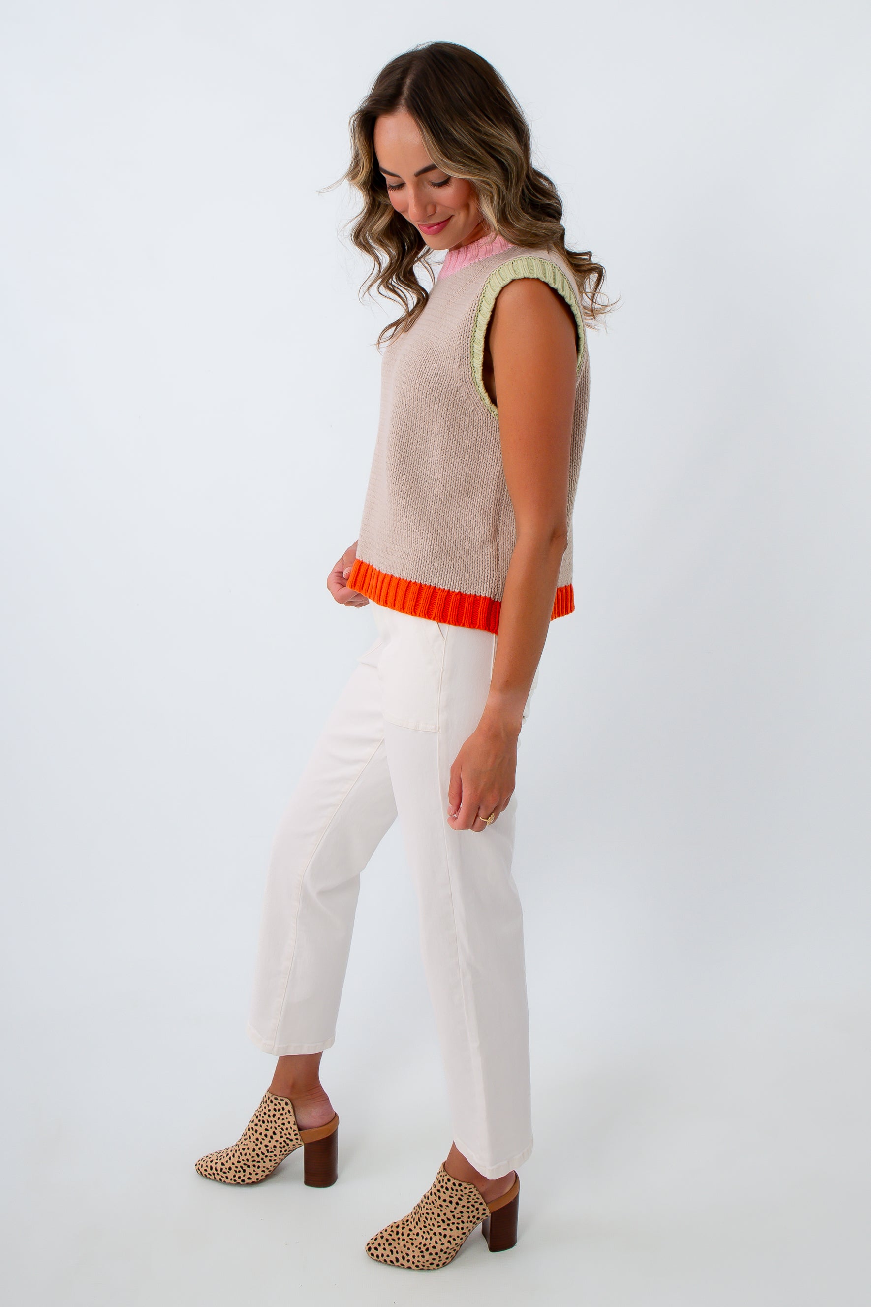 Lightweight sleeveless sweater for layering, fall sleeveless sweater, neutral sleeveless sweater