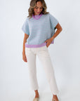 Lavender and blue striped sweater for fall