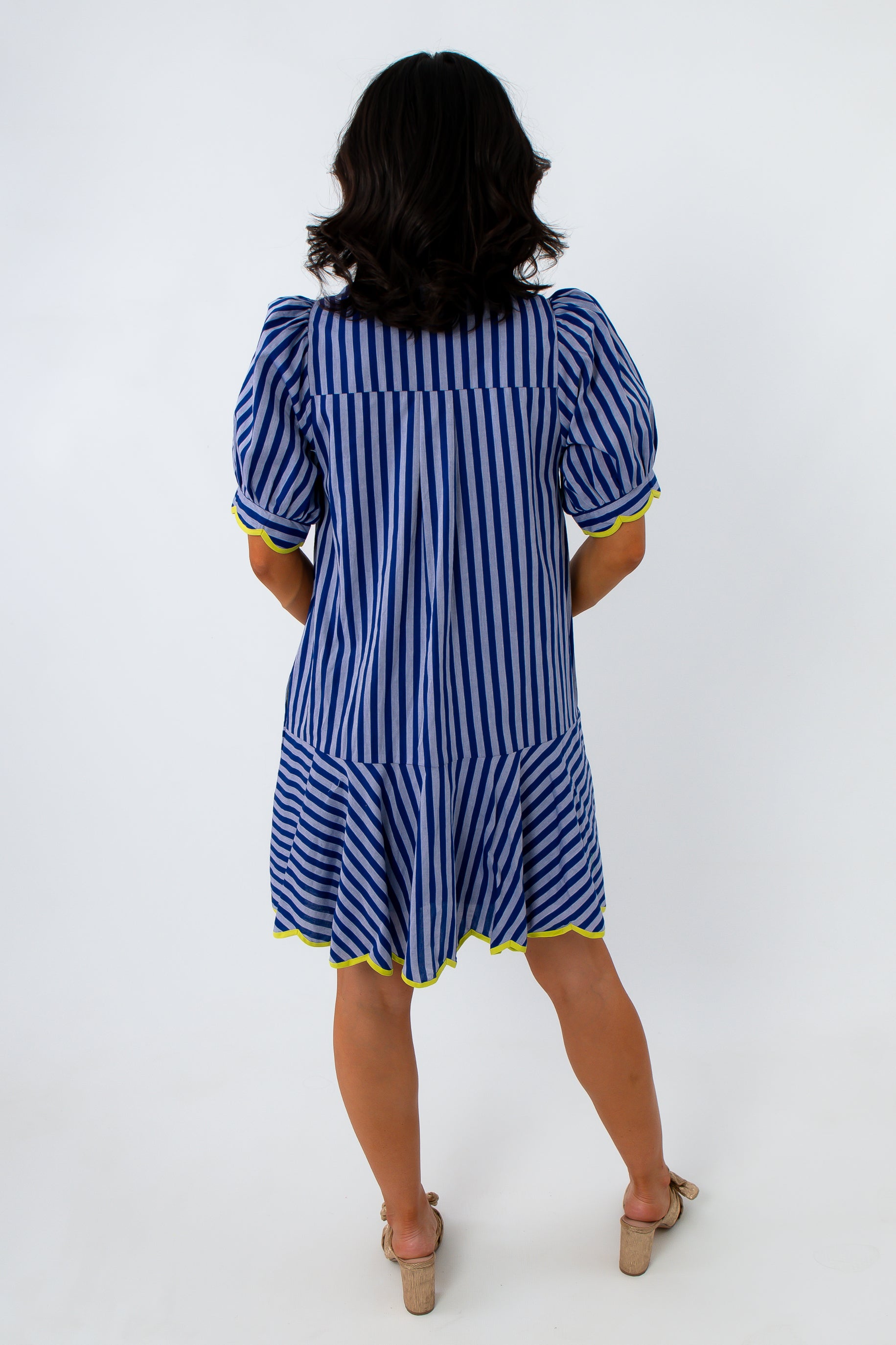 blue stripe chessie dress On The Way Blue & White Striped Shift Dress, Large - The Mint Julep Boutique main image 1
