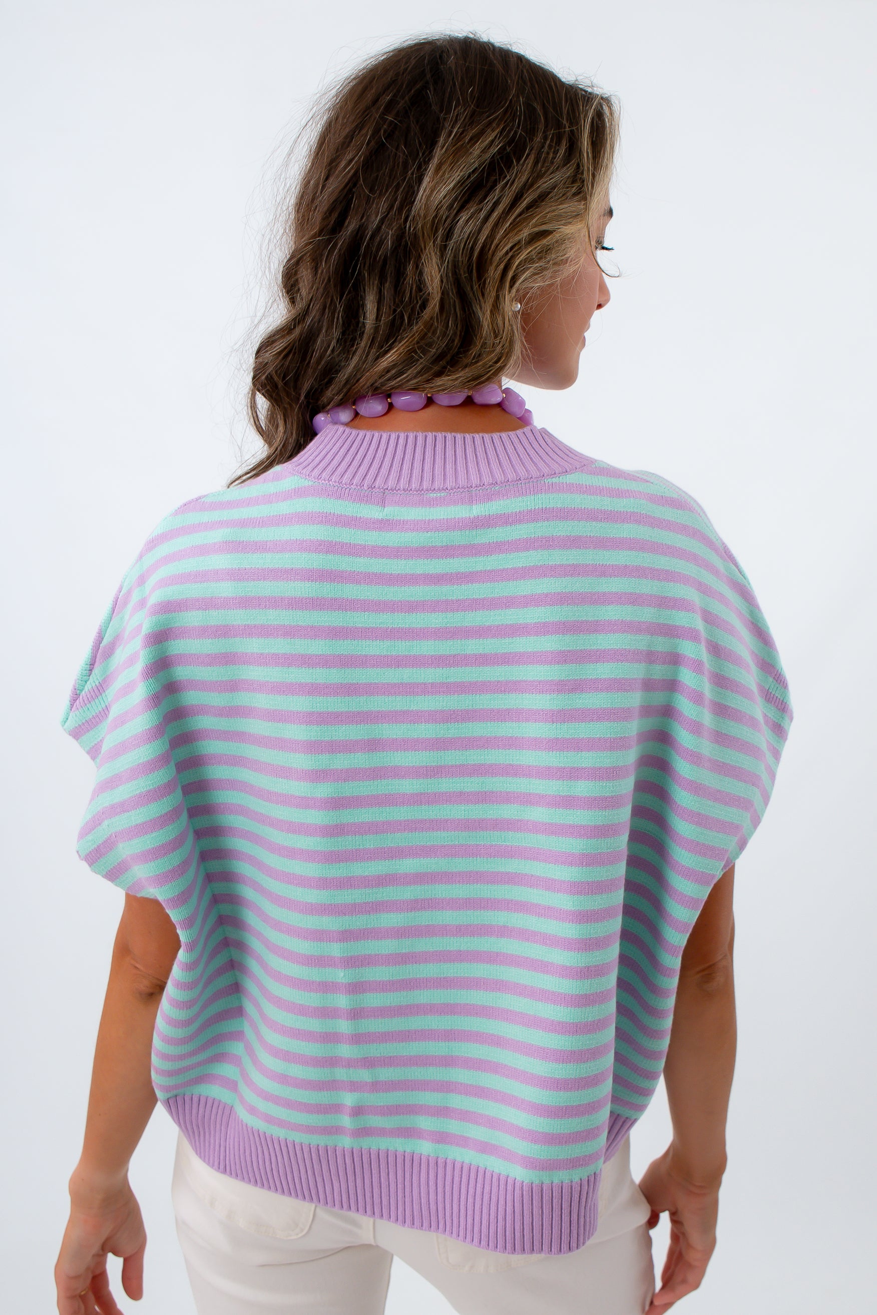 Blue and purple sweater, blue and purple tops, colorful tops for school
