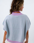Blue and purple sweater, blue and purple tops, colorful tops for school