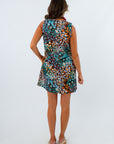 Trendy Prosperina Urban Jungle Emily Shift Dress for everyday fashion, animal print mini dress, colorful animal print dress