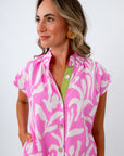 Casual teacher dress for summer, pink and white work dress, teacher dress, fun teacher dress