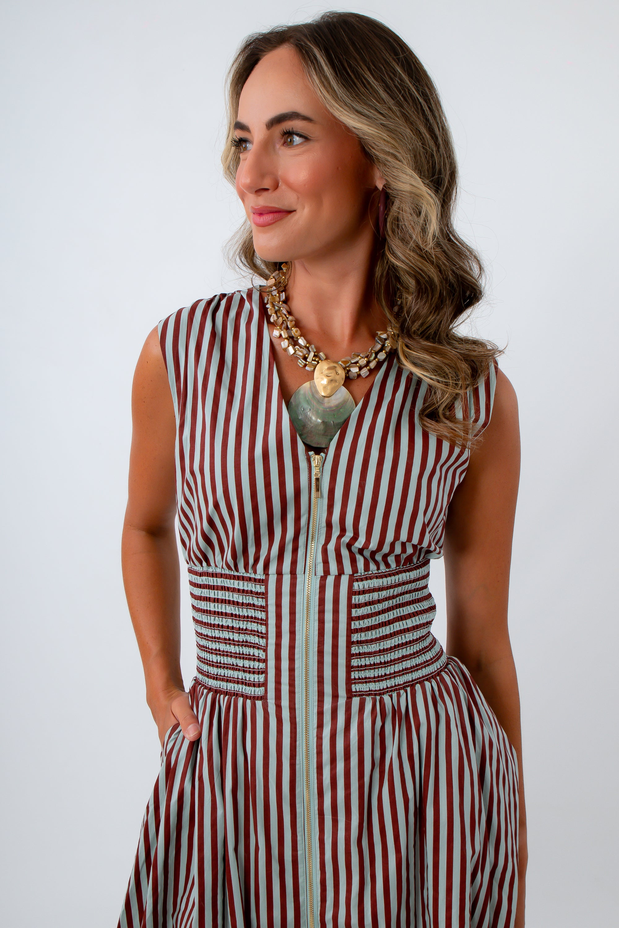 THML striped dress, THML midi dress, anthropology dress dupe