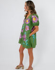 Queen of Sparkles Garden Bloom Floral Mini Dress profile view