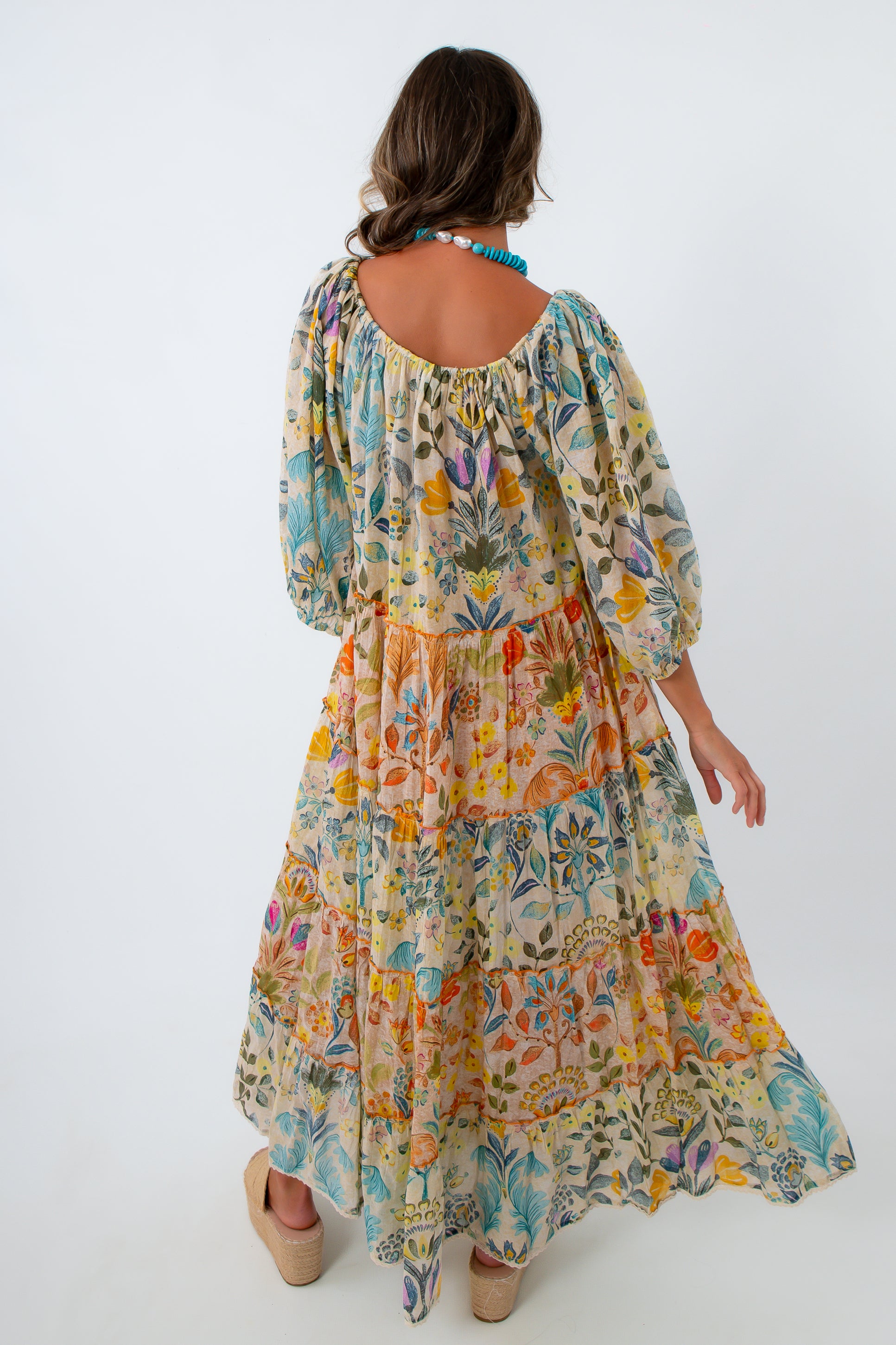 Bohemian Atelier Floral Embroidered Maxi Dress