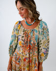 100% cotton floral embroidered dress