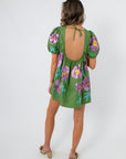 Queen of Sparkles Garden Bloom Floral Mini Dress back view