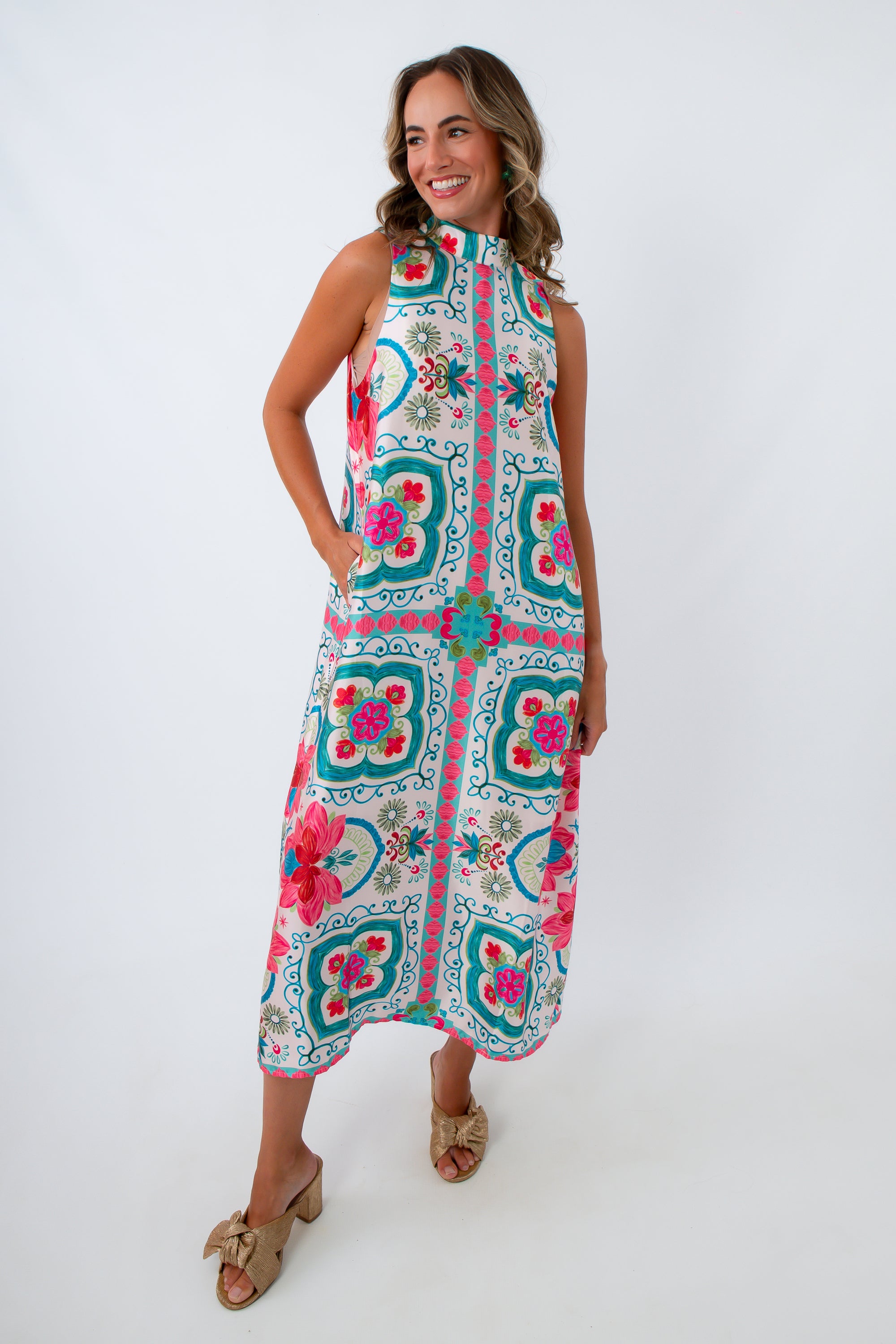 THML Mediterranean Mosaic Print Dress