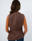Chic fall workwear tops, fall tops for work, brown top for work, brown suede top for work