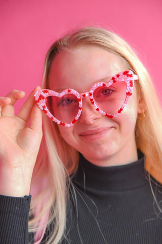 Retro Heart Confetti Heart Shape Sunglasses-Space 46-L. Mae Boutique