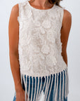 Ivory bridal top with fringe and floral embroidery, western bridal tops, western bridal look