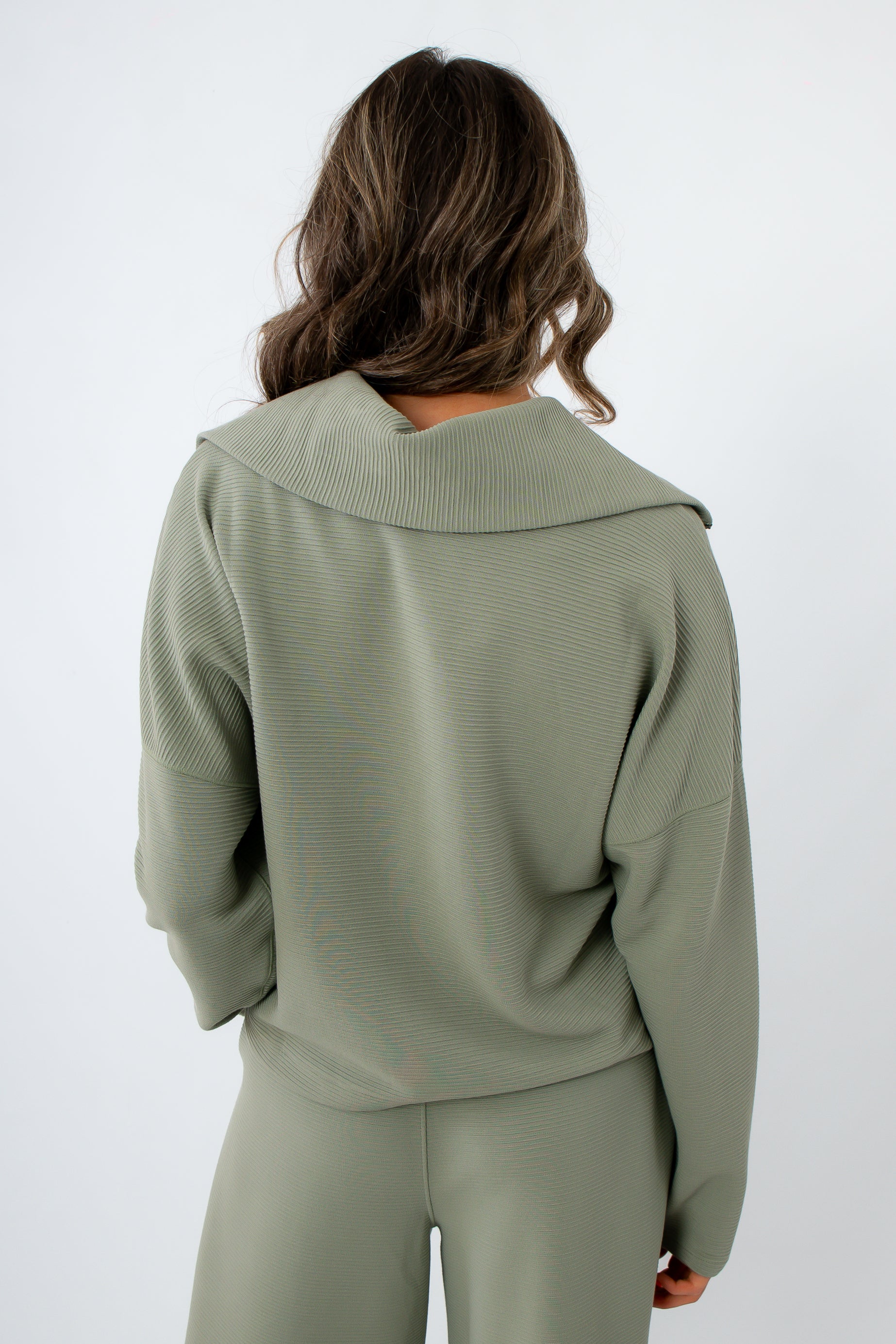 Spanx Sage Brush French Rib AirEssentials Half Zip
