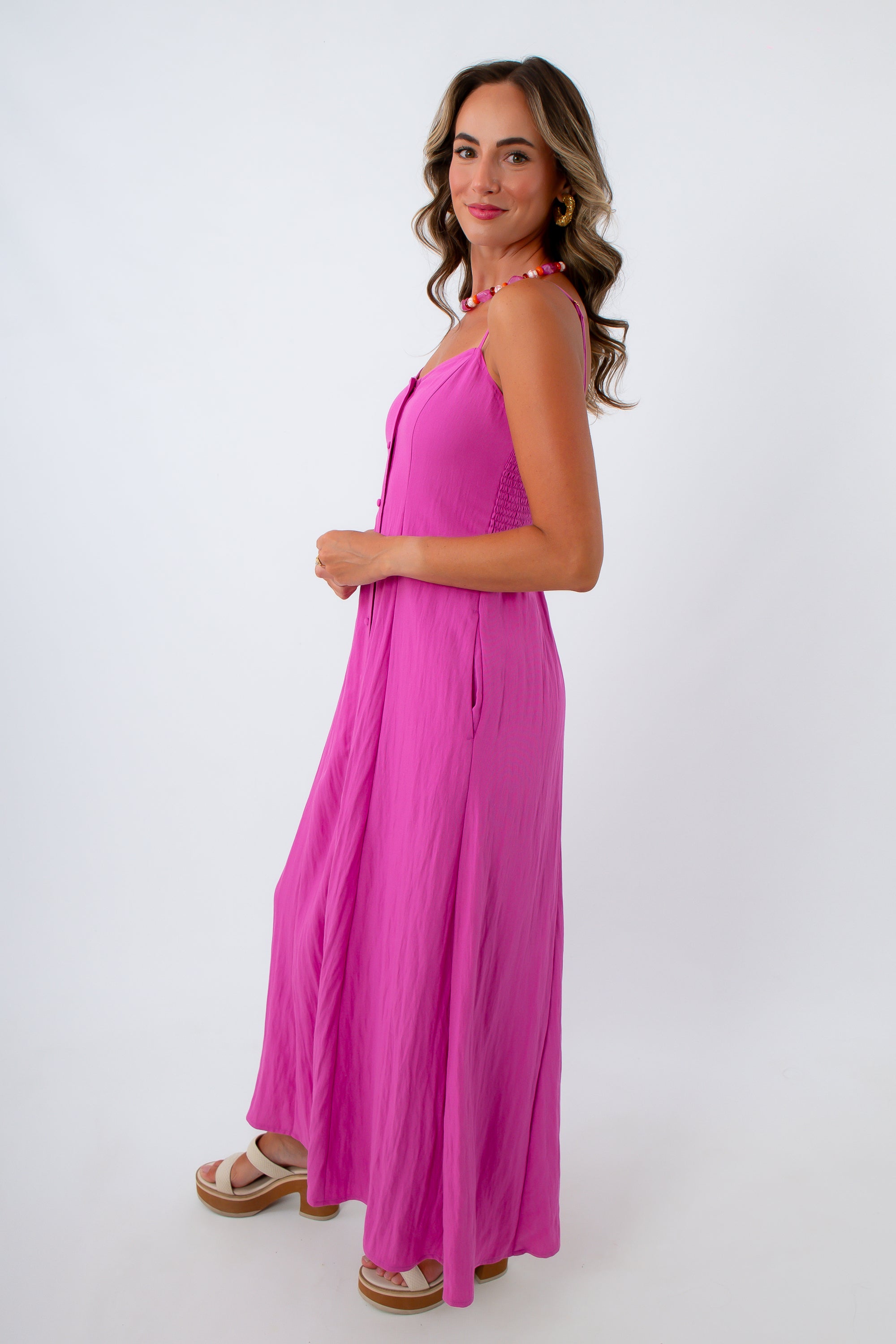 Sleeveless midi dress with pockets, Z Supply midi dress, pink Z Supply dress, comfy Z supply dress