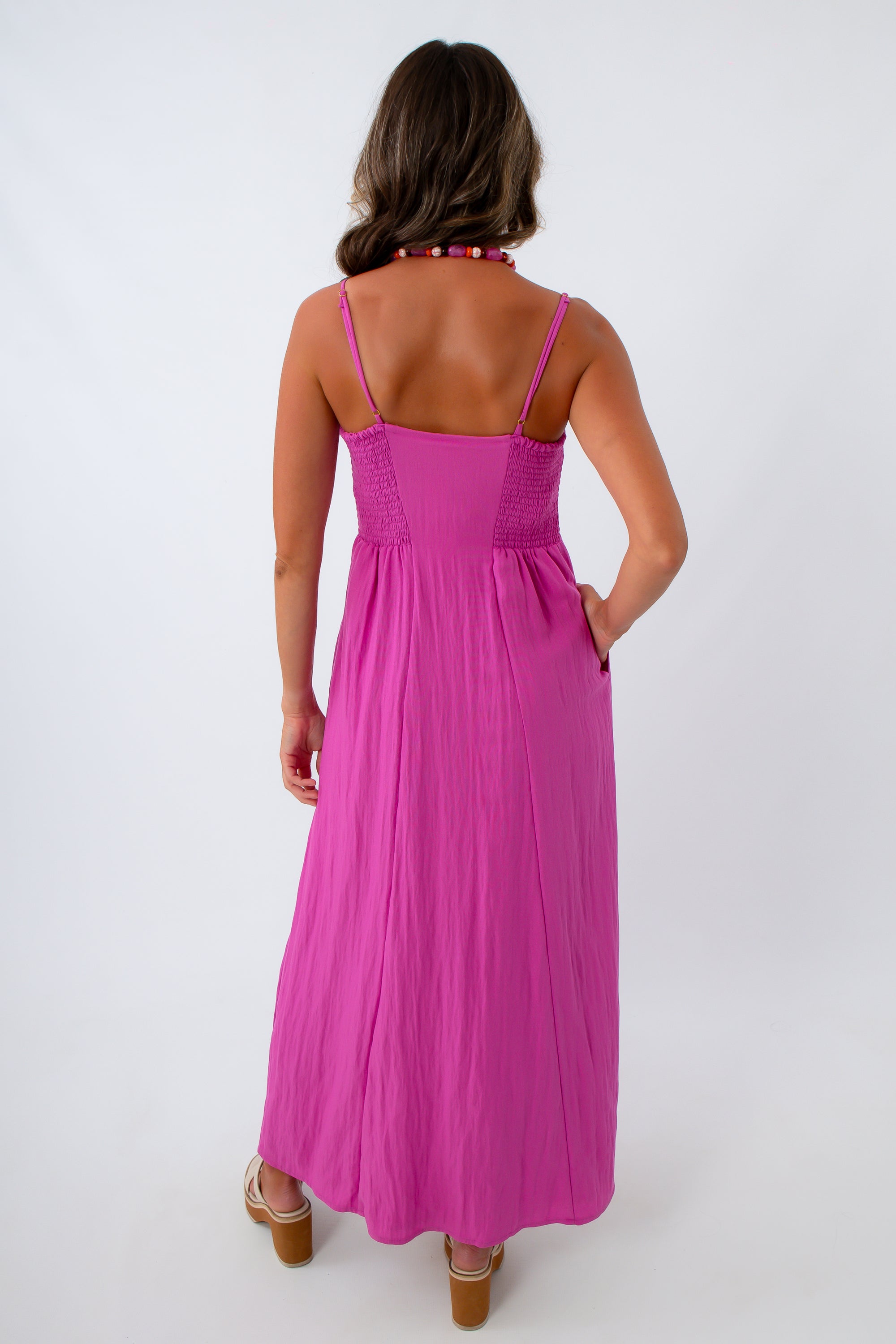 Button front midi dress, casual summer dress, comfy midi dress