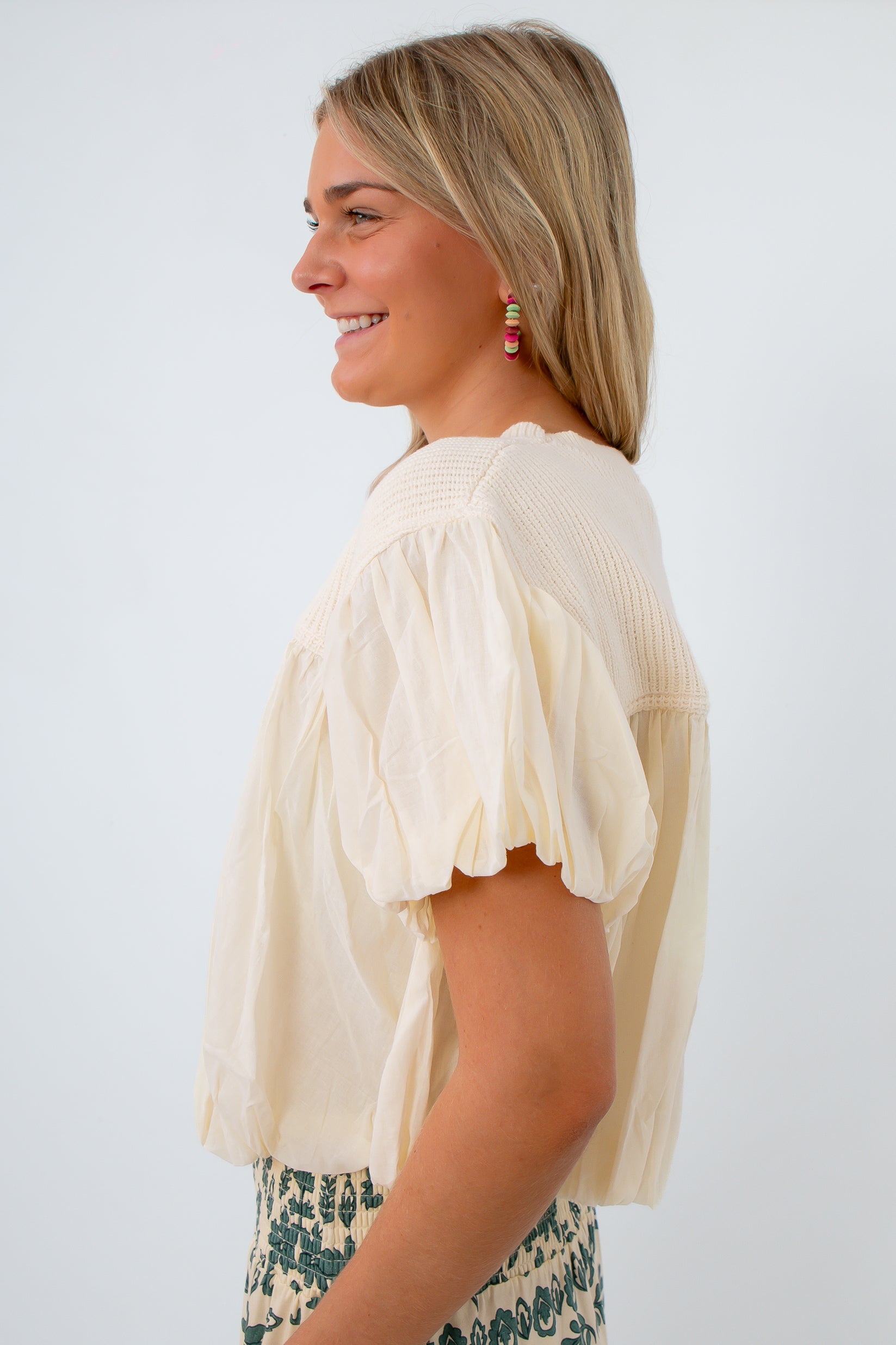 Comfortable ivory top for school, 100% cotton blouse, fall top for school, fall blouse for work
