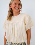 Brooklyn Ivory Mixed Media Bubble Top