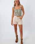 Green paisley smocked tank top, fall tank top, Z Supply tank
