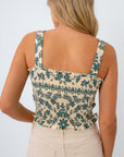 Sleeveless smocked bodice top, fall smocked top, floral smocked top