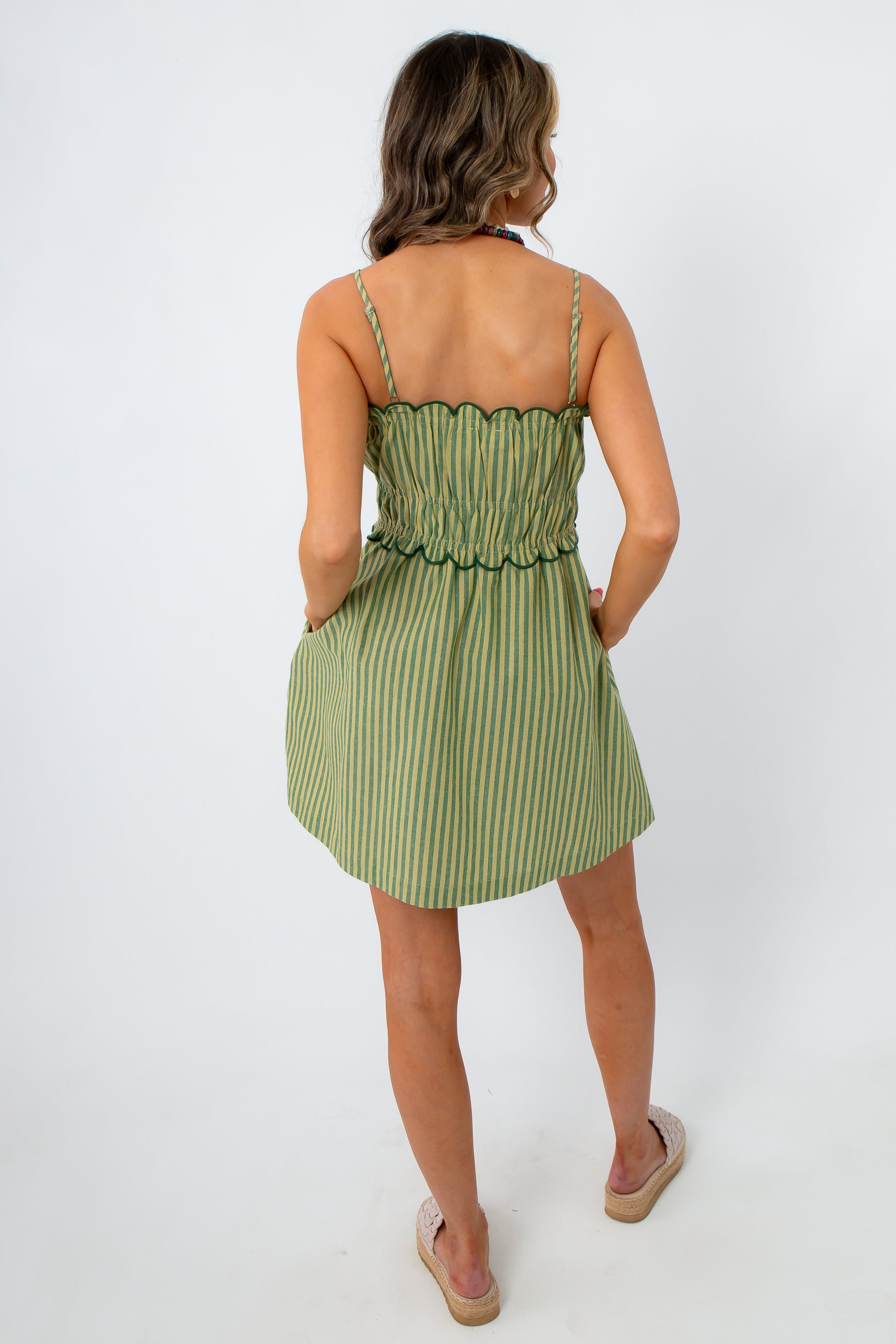 MinkPink Green Stripe Capri Mini Dress | Beaded Strap Summer Dress L. Mae Boutique MinkPink Green Stripe Capri Mini Dress | Beaded Strap Summer Dress L. Mae Boutique