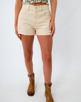 Textured ivory denim shorts with pockets, fall denim shorts, Steve Madden Shorts