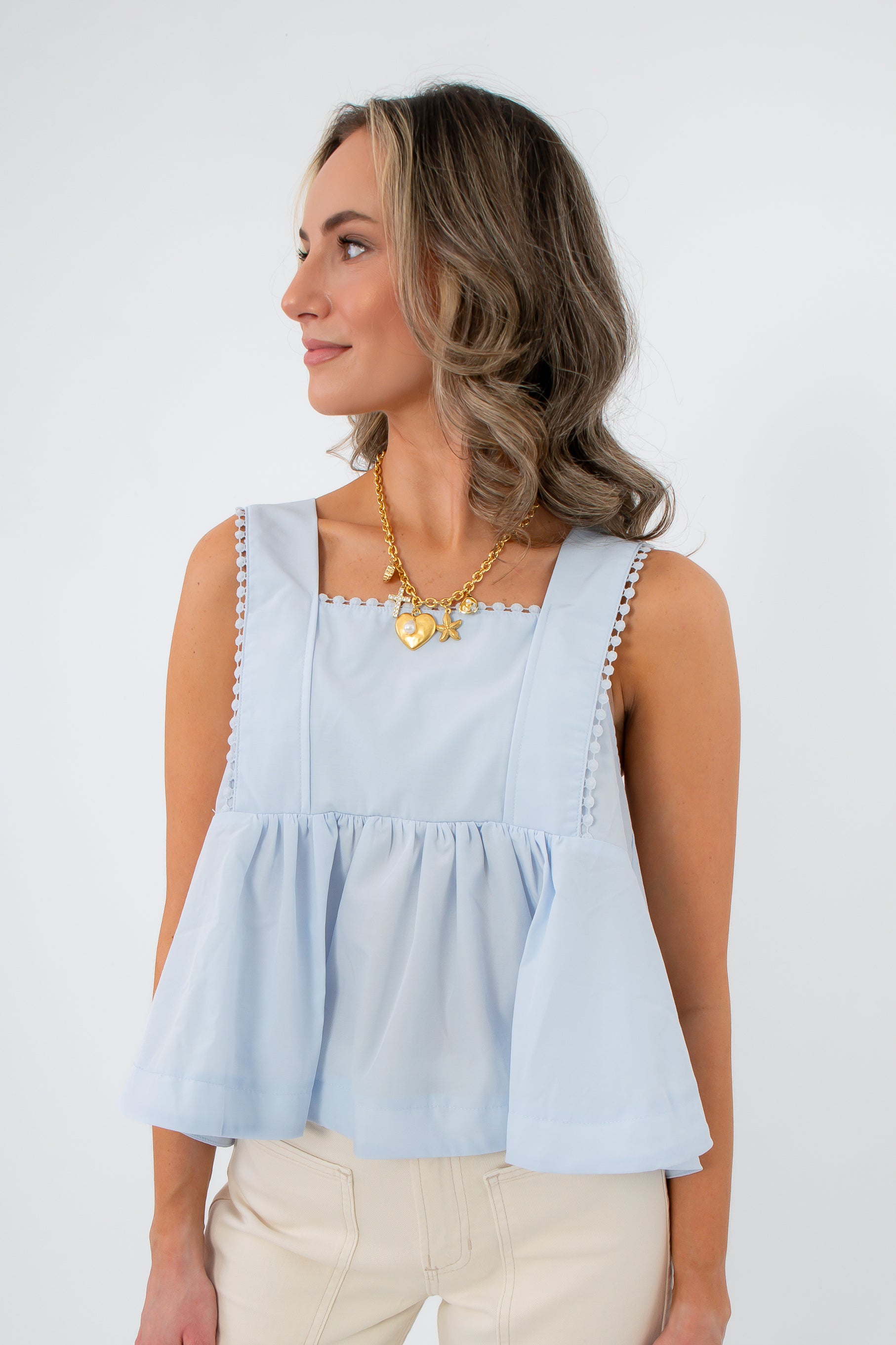Dorothy Baby Blue Swing Top front view
