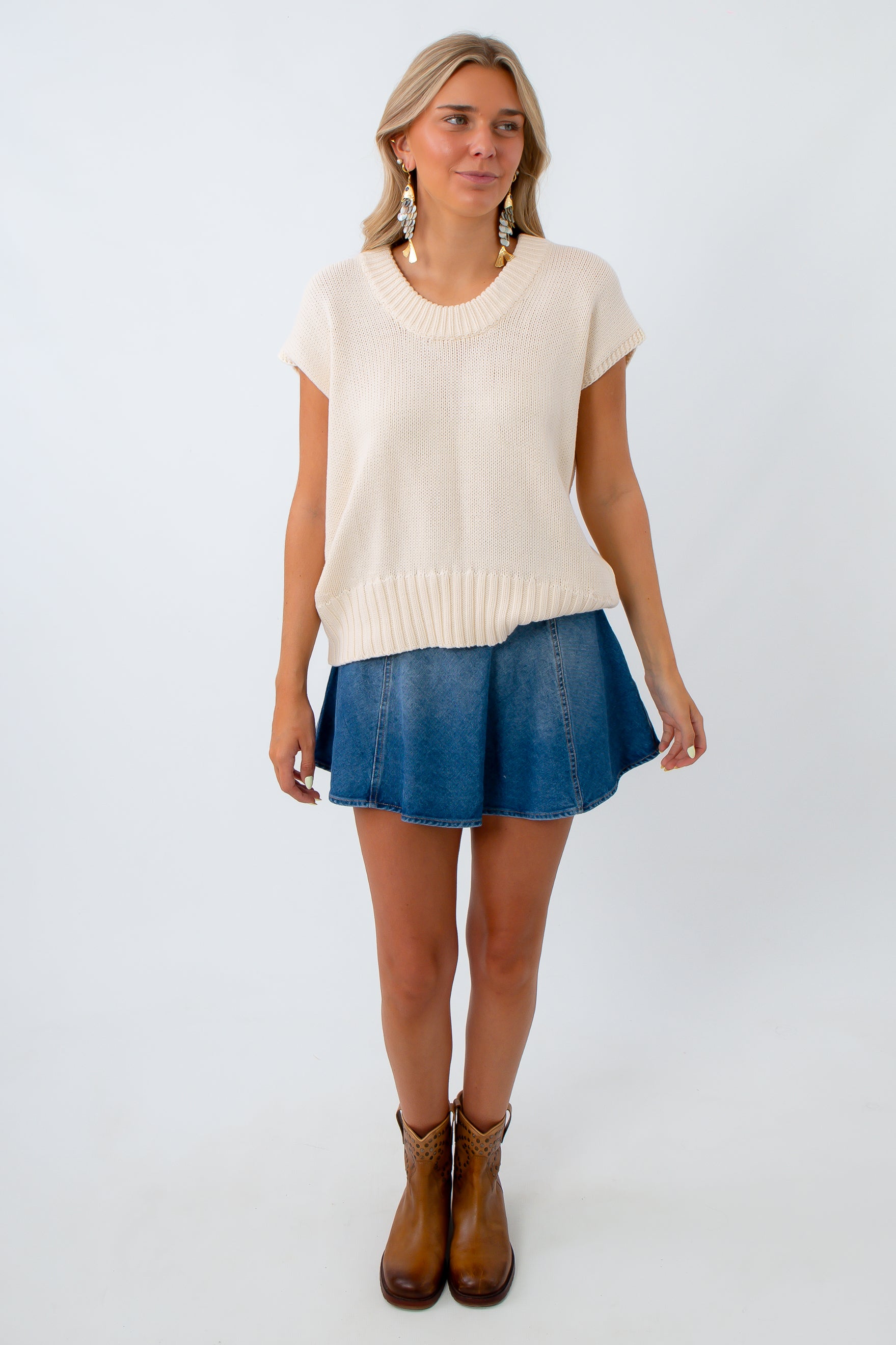 Denim Horsebit Mini Skirt