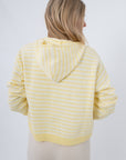 Butter Yellow Stripe Zip Front Hooded Sweater