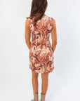 Back view of Steve Madden Sorrel Averi Dress with all-over horse print, highlighting the sleeveless cut and tailored fit for work or casual outings.