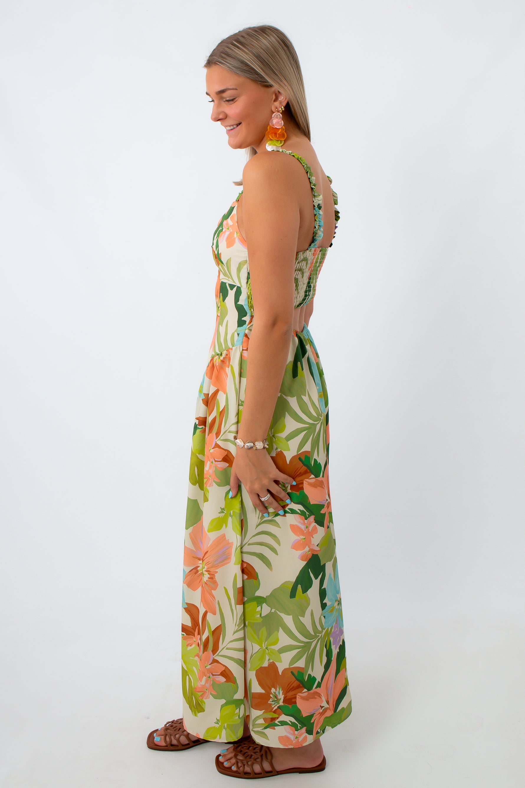 Island Time Tropical Print Maxi Dress