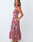 Cropped tank top with adjustable straps paired with matching patterned skirt, USC game day outfits, Alabama game day outfits