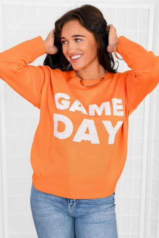 Orange Gameday Sequin Sweater-WHY Dress-L. Mae Boutique