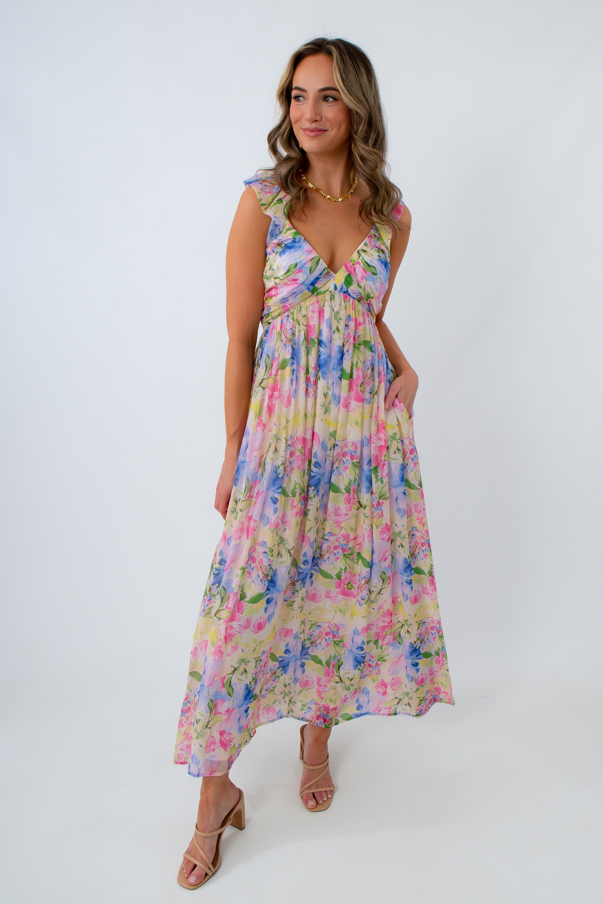 MinkPink Watercolor Floral Celina Maxi Dress