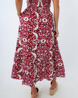 Crimson and white patterned midi skirt, Burgundy and white patterned midi skirt, matching skirt set, midi skirts