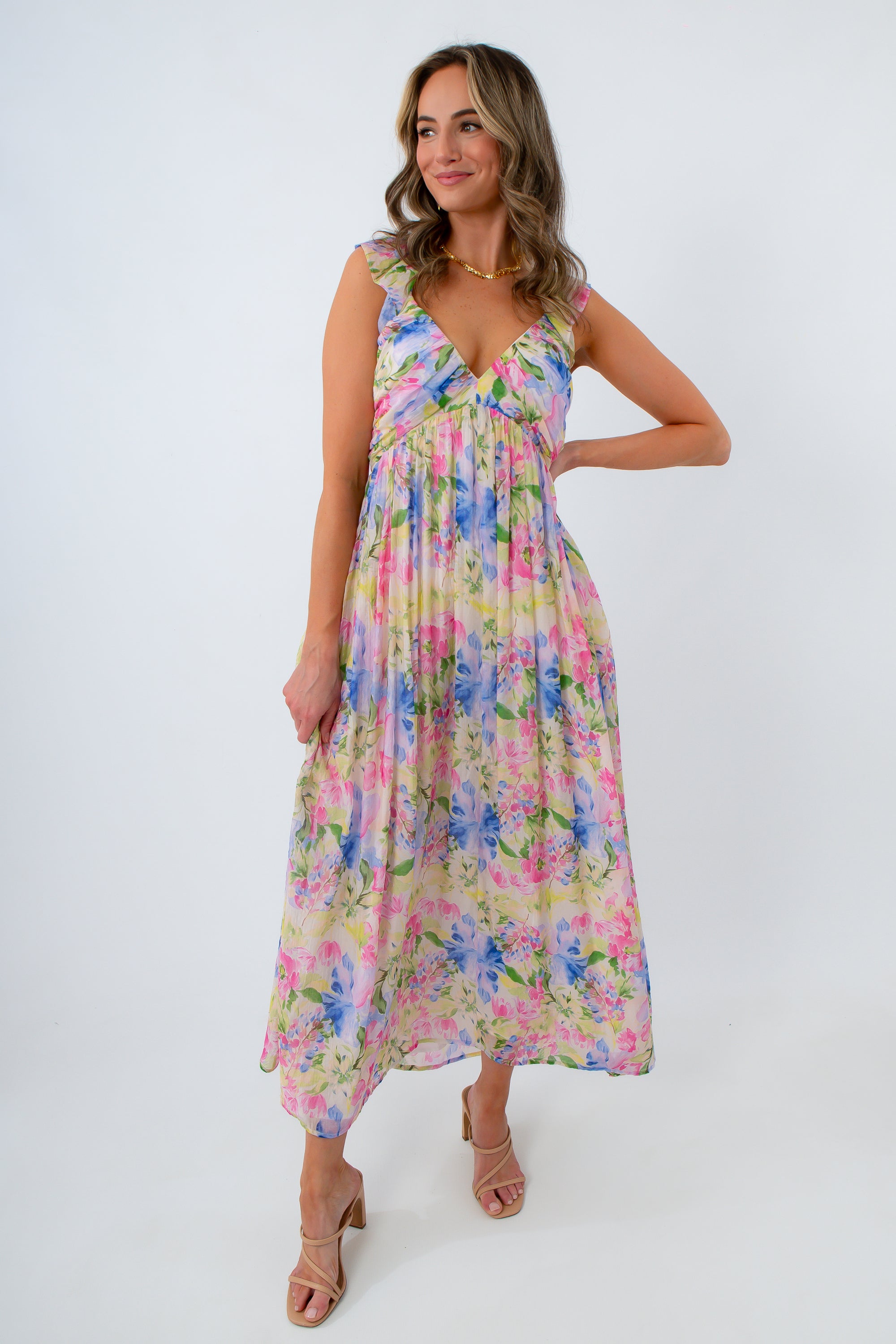 minkpink watercolor maxi dress