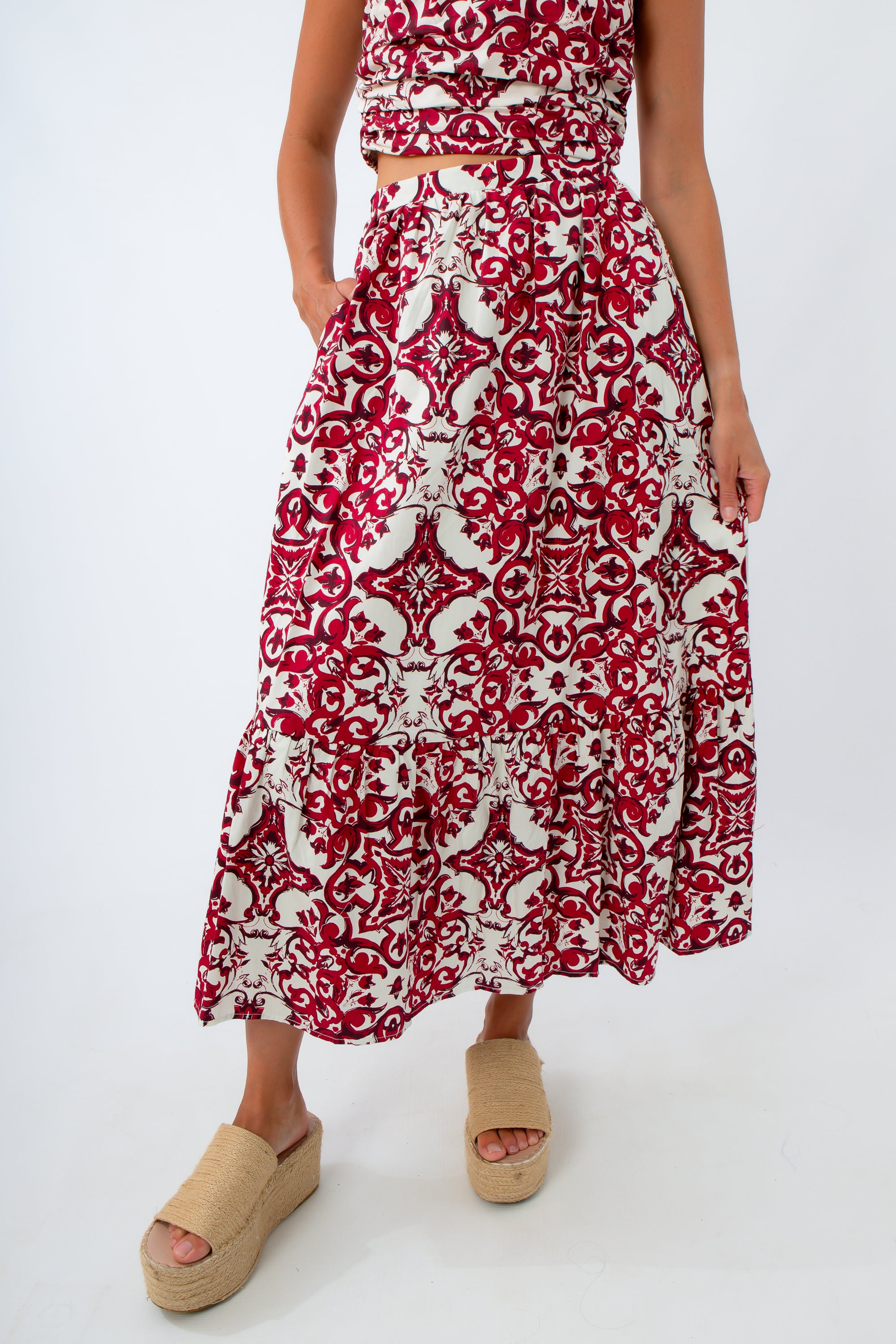 Crimson patterned skirt for Alabama gameday, garnet patterned skirt for USC gameday