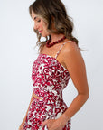 Crimson patterned tank for Alabama gameday, garnet and white patterned tank, USC game day outfit, Alabama game day top