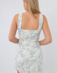 Hydrangea Haze Floral Eyelet Mini Dress back view