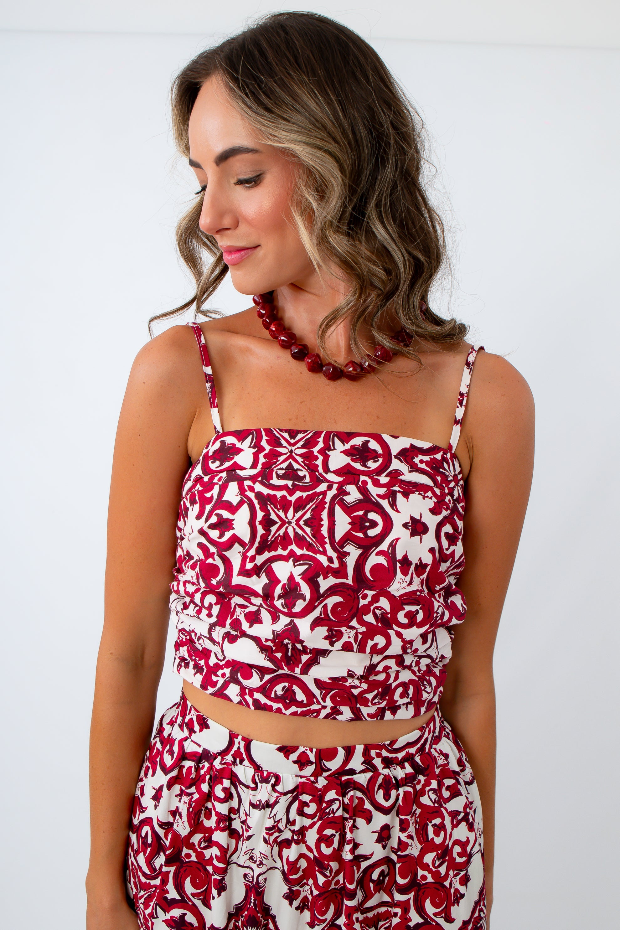 Pep Rally Crimson Patterned Tank Top