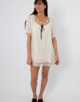Free People Juno Mini Dress in Tea Black Combo, front view