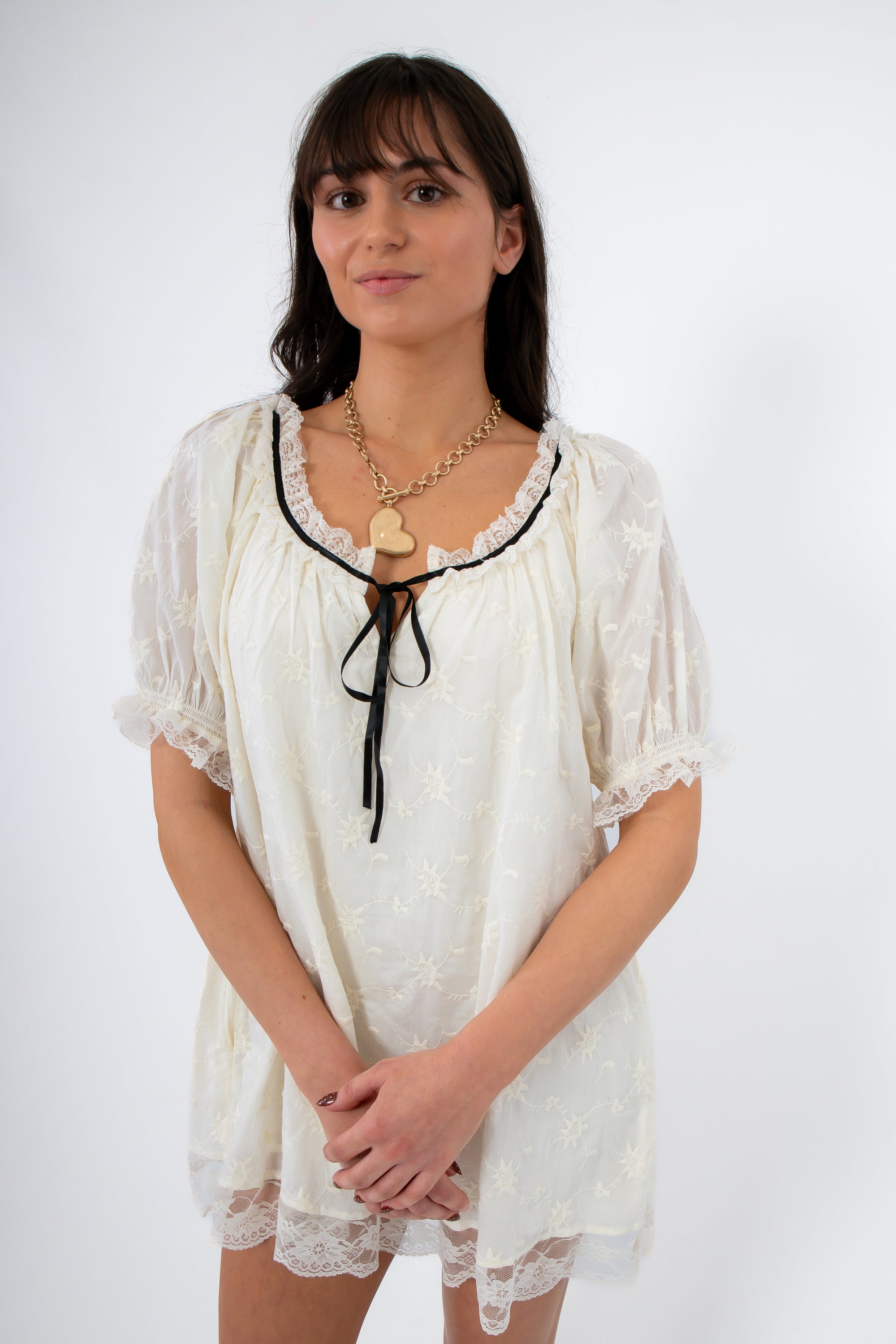 Free People Juno Mini Dress in Tea Black Combo, close-up view