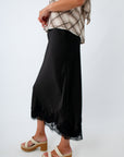Silky midi skirt for seasonal transition, black midi skirt for fall, fall skirts, black skirts
