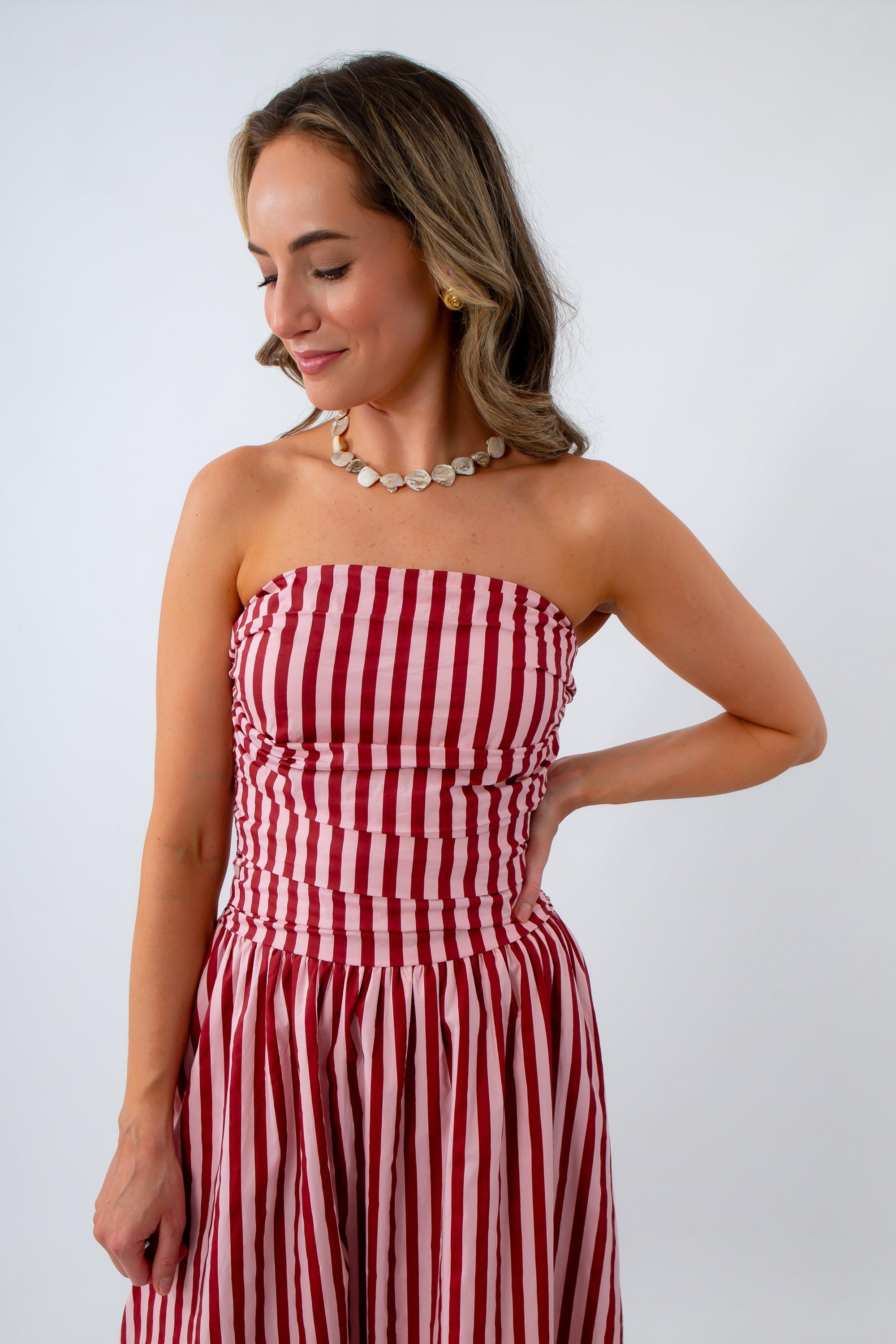 white red striped dress Candy Stripe Pink Strapless Maxi Dress