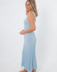 Sophie Sky Blue Rib Knit Midi Dress side view