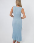 Sophie Sky Blue Rib Knit Midi Dress back view