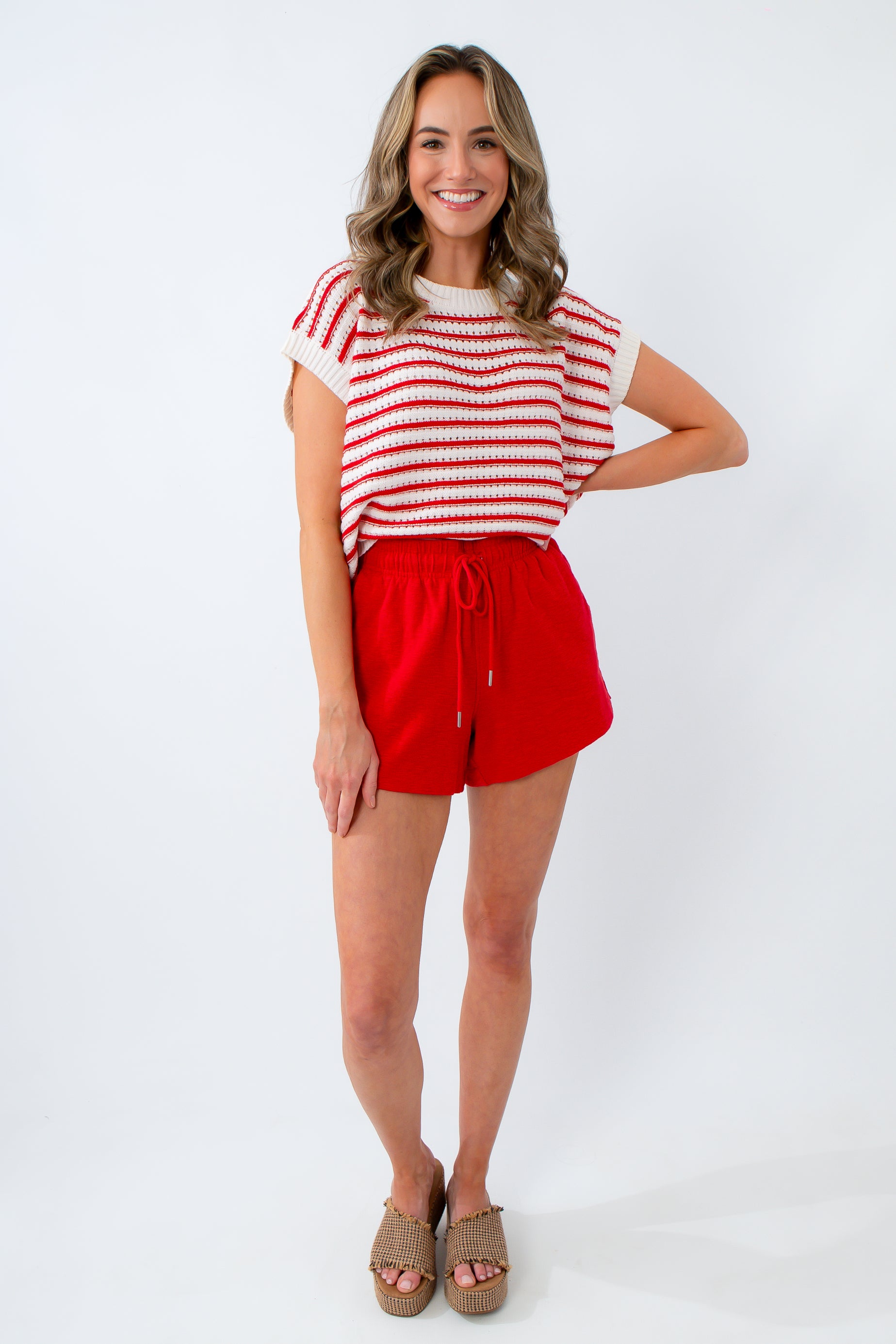 4h of july red knit shorts