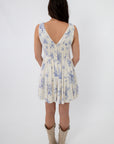Daphne Vintage Floral Striped Mini Dress back view