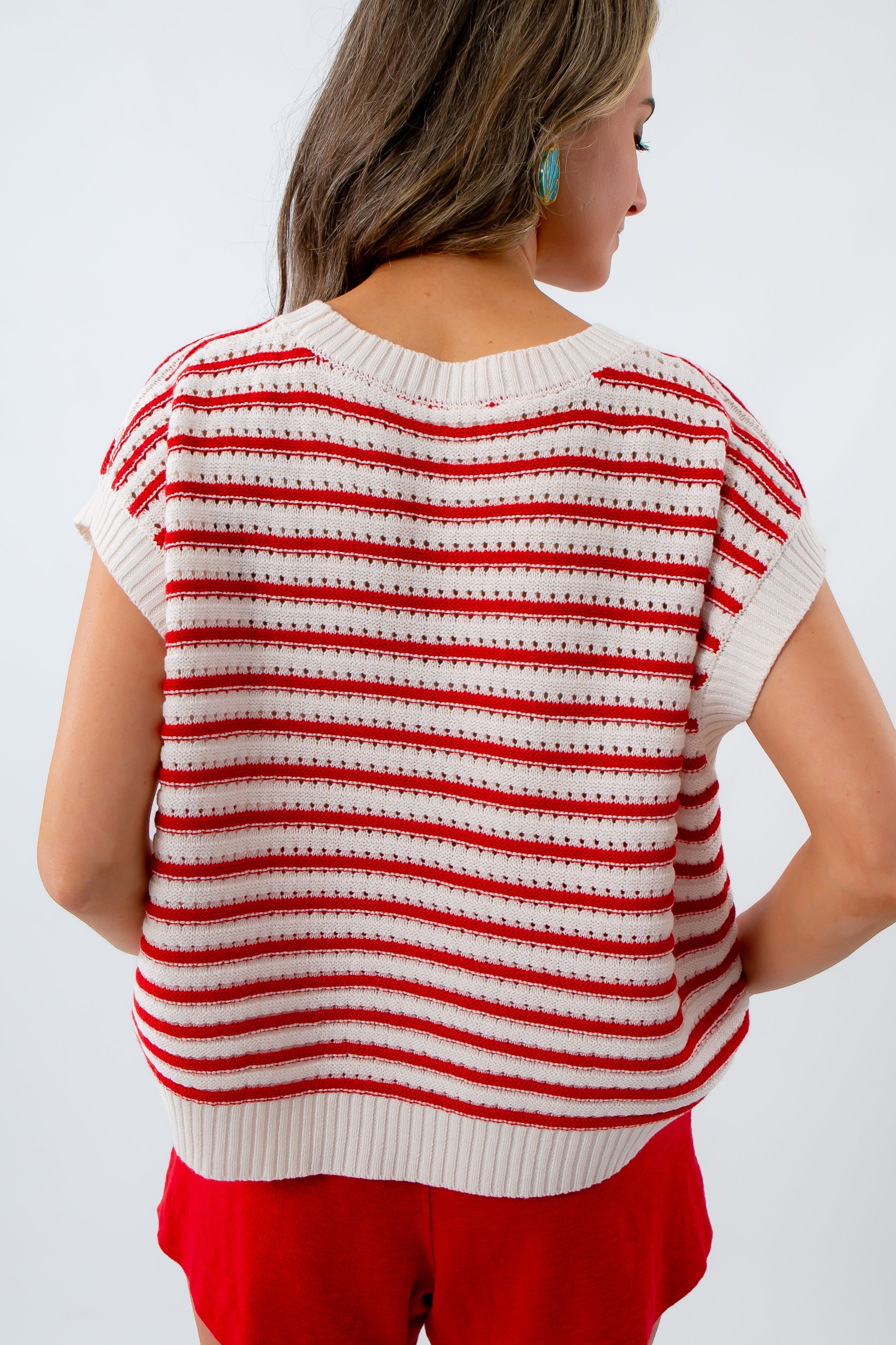 patriotic red and white stripe summer sweater