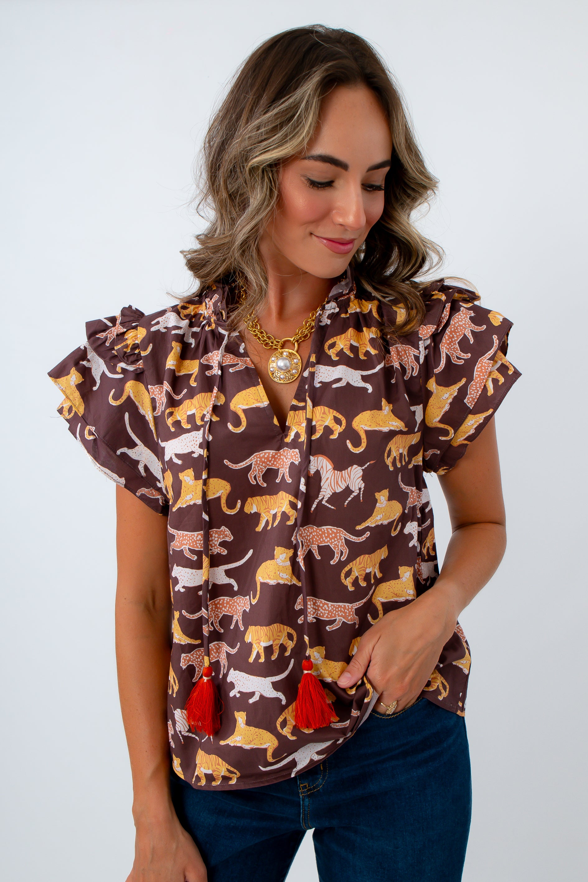 THML On The Prowl Tiger Print Top