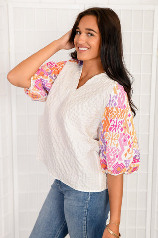 THML Orange & Lavender Embroidered Top-THML-L. Mae Boutique